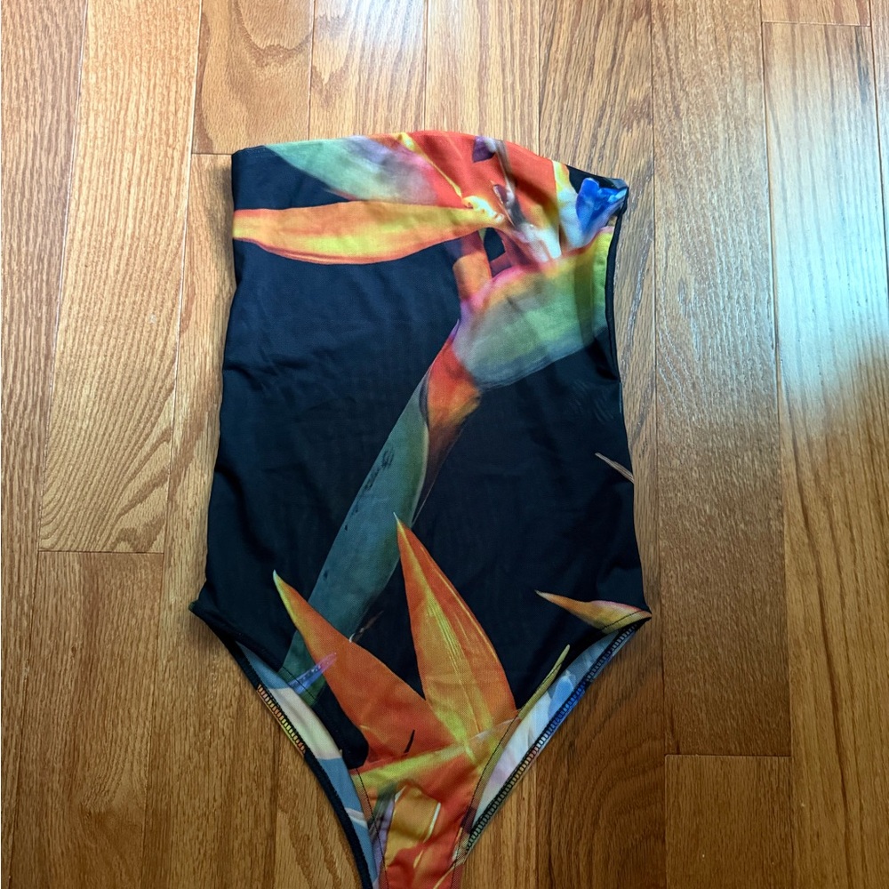 Zara Floral Mesh Bodysuit Top